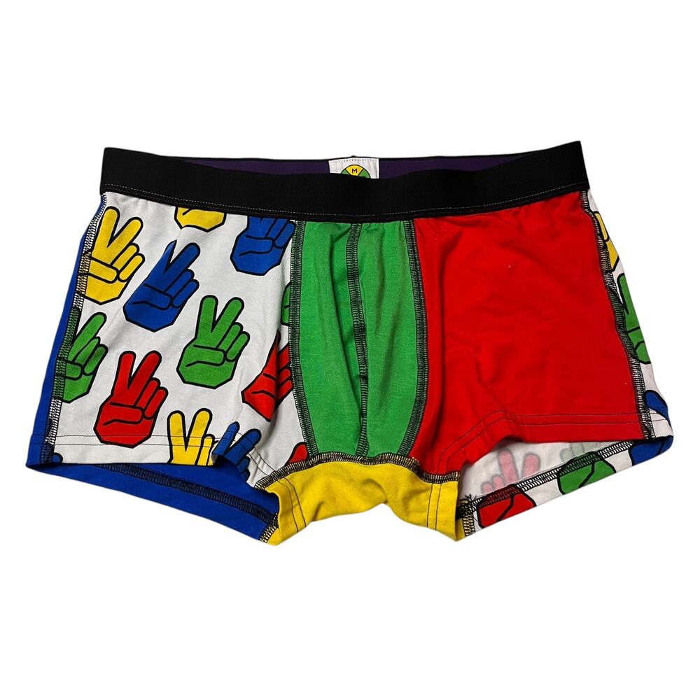 MeUndies X Cross Colours Collab Color Block Peace Sign Trunk Underwear Medium